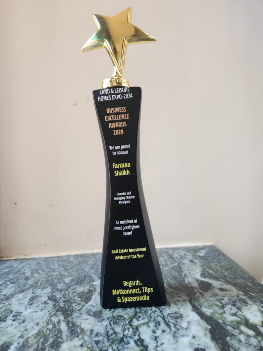 Business Excellence Awards 2024 trophy presented to Farzana Shaikh